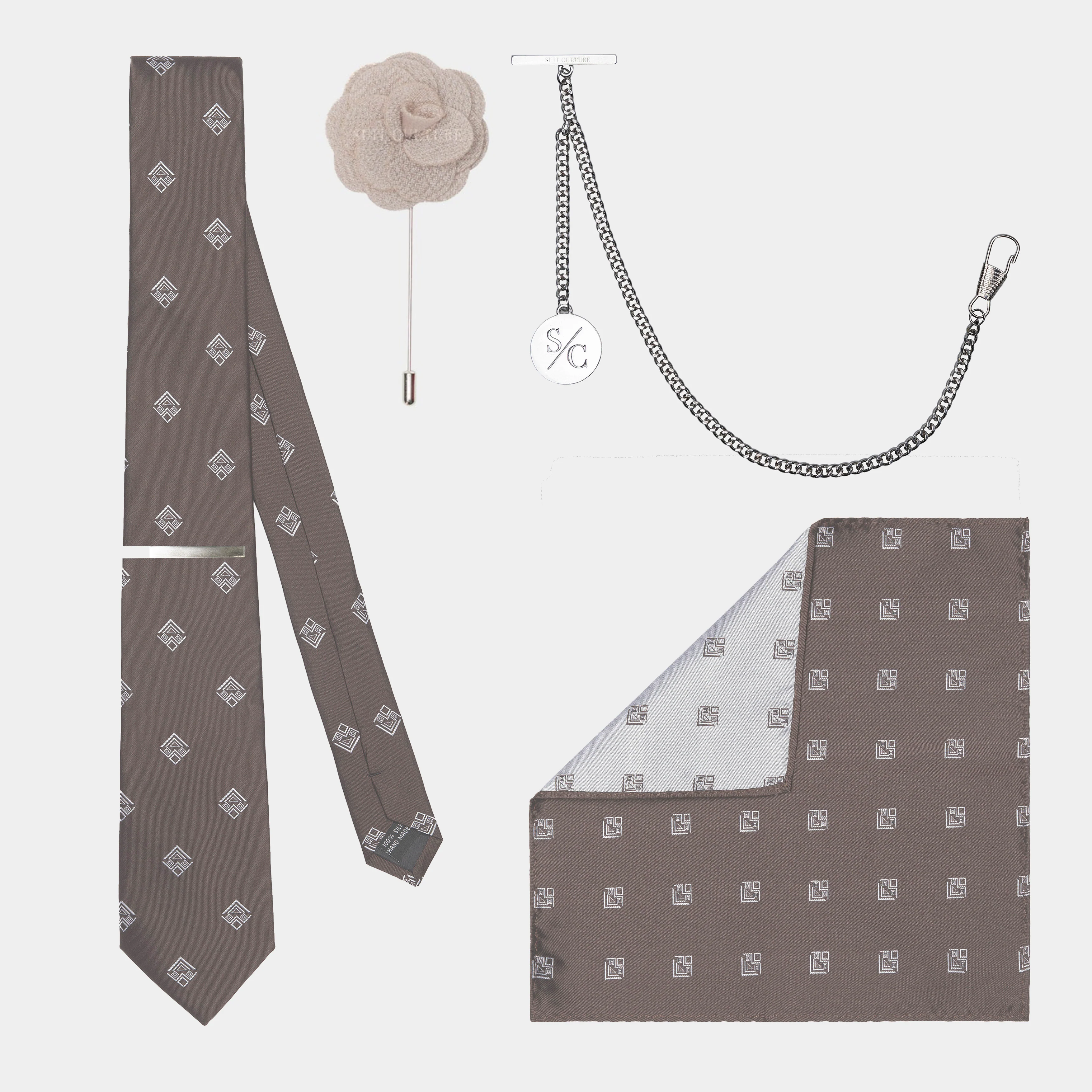 Mink Aztec Silk Accessories Set - Image 2